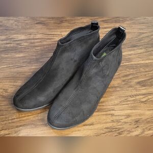 Remonte Cheyenne Black Pull-on Heeled Steampunk Whimsigoth Fabric Bootie Size 42